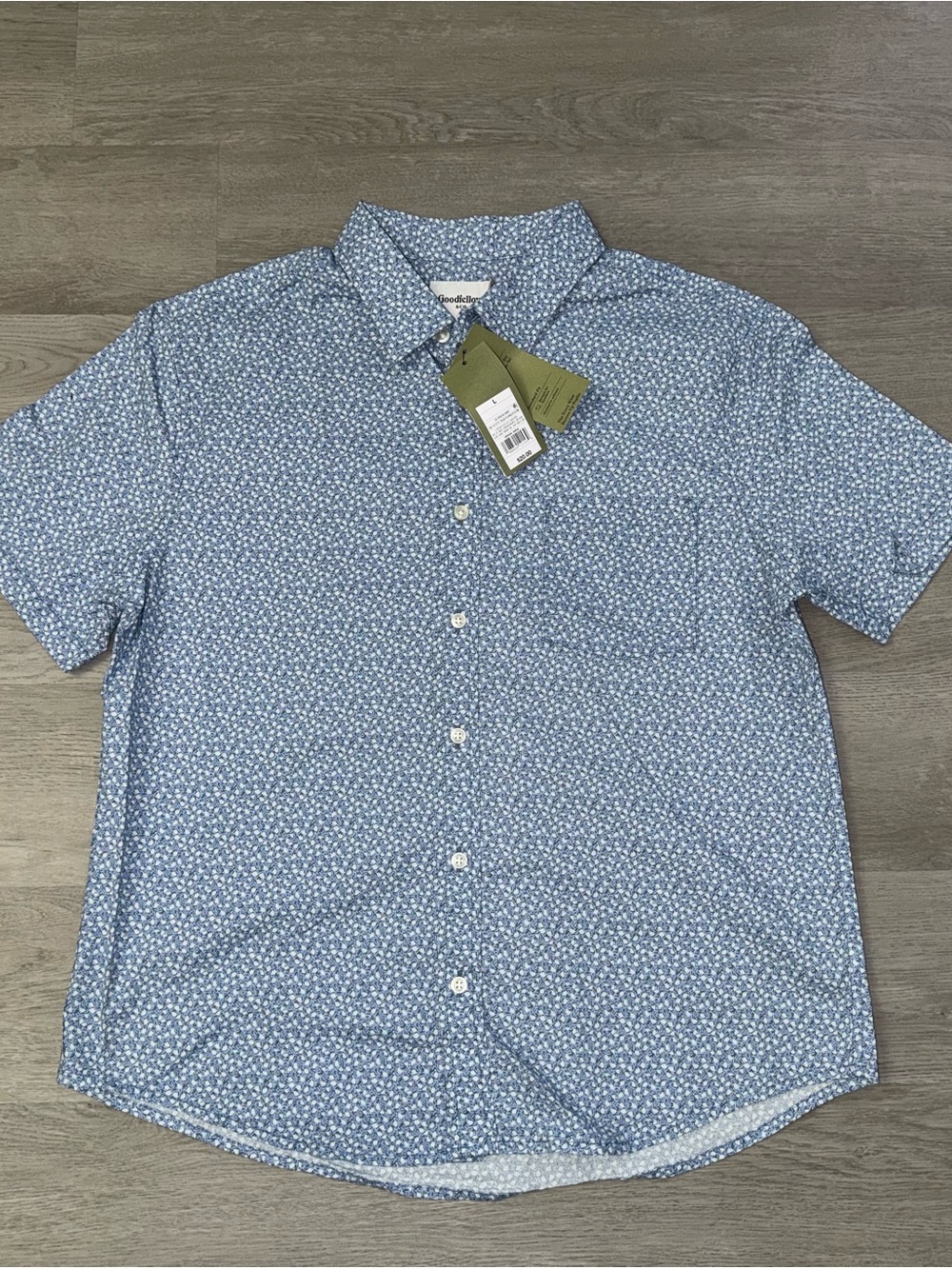 Goodfellow & Co Light Blue Short-Sleeve Floral Button-Down Shirt